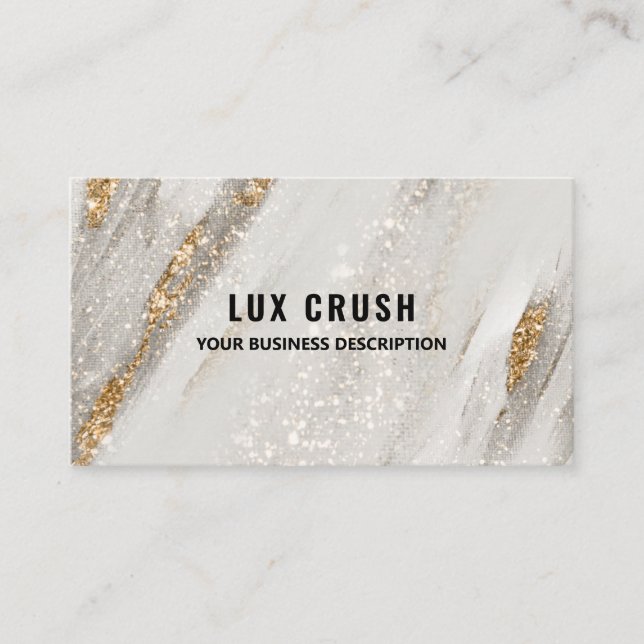Tarjeta De Visita Purpurina blanco de Luxury Gold Fleck (Anverso)