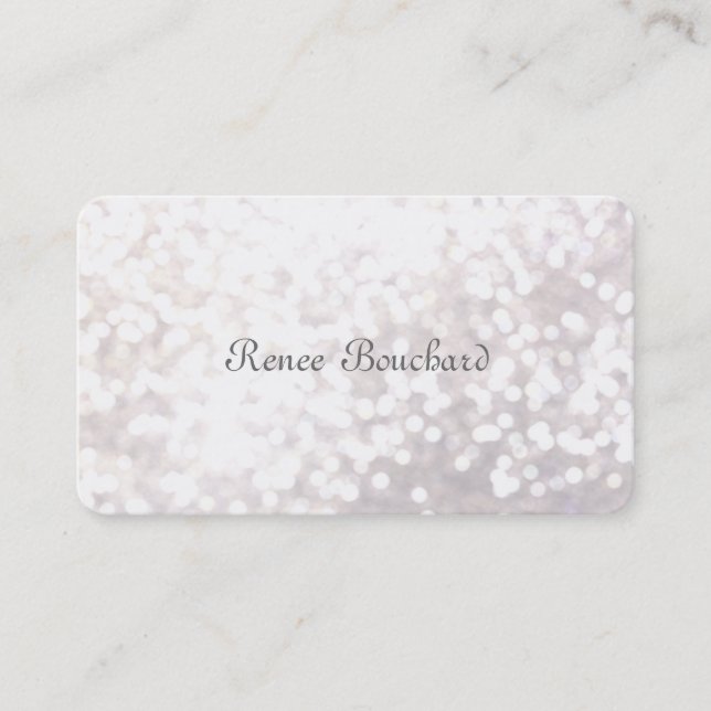 Tarjeta De Visita Purpurina blanco suave y caprichoso Moda de Bokeh  (Anverso)