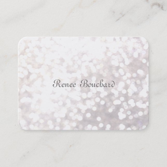 Tarjeta De Visita Purpurina blanco suave y caprichoso Moda de Bokeh  (Anverso)
