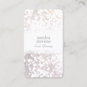 Tarjeta De Visita Purpurina blanco sutil Bokeh Elegante Moda