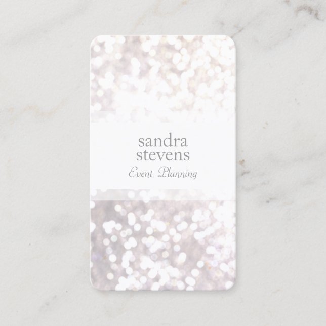 Tarjeta De Visita Purpurina blanco sutil Bokeh Elegante Moda (Anverso)