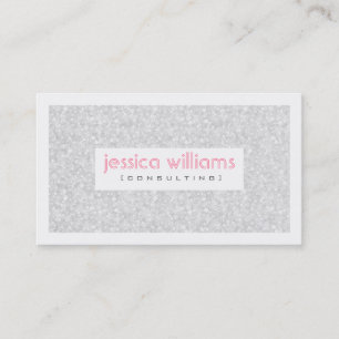 Tarjeta De Visita Purpurina Blanco Y Espárquelas Acentos Rosa