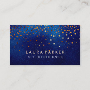 Tarjeta De Visita Purpurina brillante azul confetti elegante cielo