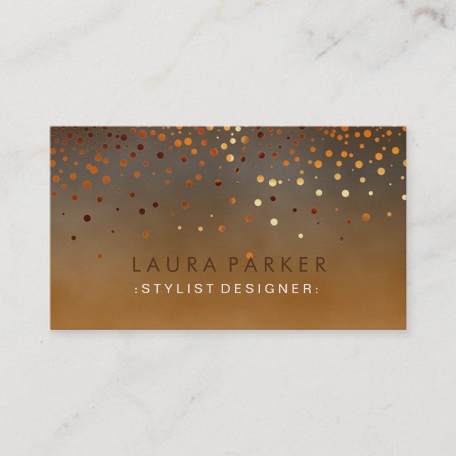 Tarjeta De Visita Purpurina brillante Naranja Confetti Elegante ciel (Anverso)