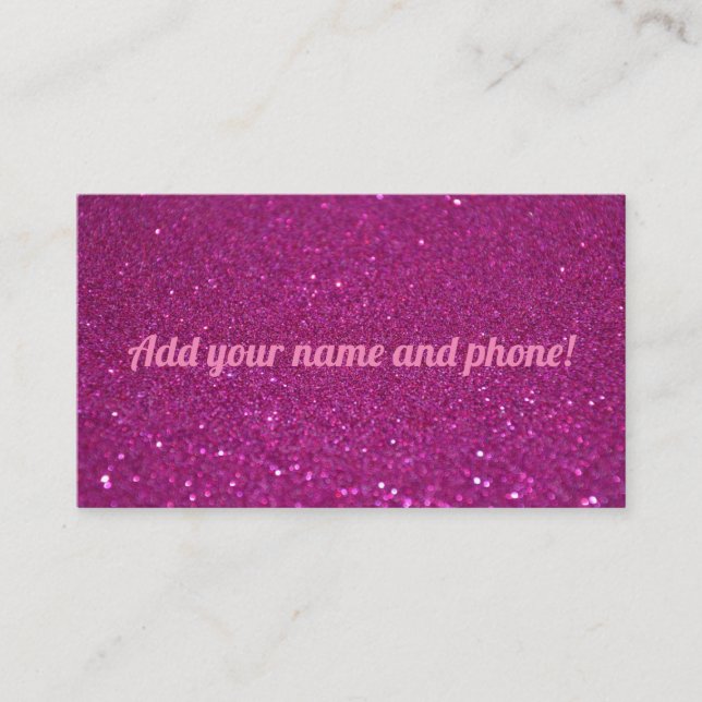 Tarjeta De Visita Purpurina brillante rosa personalizado (Anverso)
