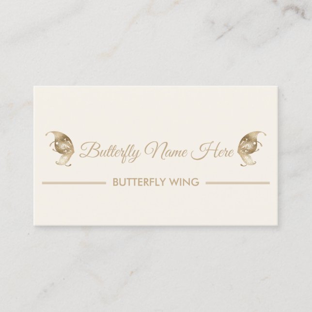 Tarjeta De Visita Purpurina Butterfly Wings Swirl Gold (Anverso)