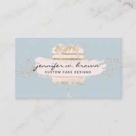 Tarjeta De Visita Purpurina Cake Floral Rubor Blue