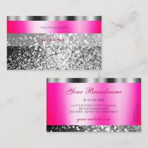Tarjeta De Visita Purpurina chisporroteante de plata rosa brillante