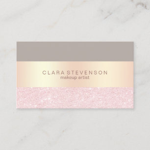 Tarjeta De Visita Purpurina color de rosa elegante del oro y artista