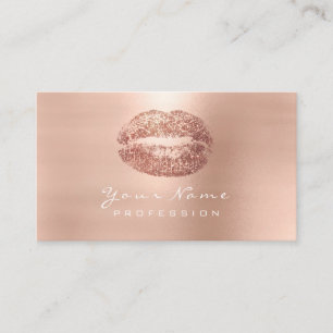 Tarjeta De Visita Purpurina color de rosa rosado del lápiz labial