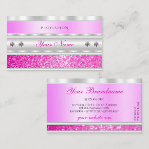 Tarjeta De Visita Purpurina con diamantes de color rosa rosa platead
