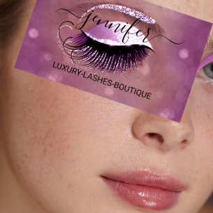 Tarjeta De Visita Purpurina con logotipo de código QR Eyelash Berry