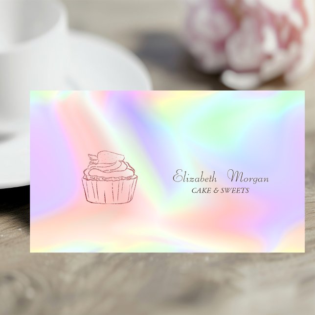 Tarjeta De Visita Purpurina Cupcake Bakery Holographic (Subido por el creador)