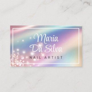 Tarjeta De Visita Purpurina de arcoiris pastel de Perla