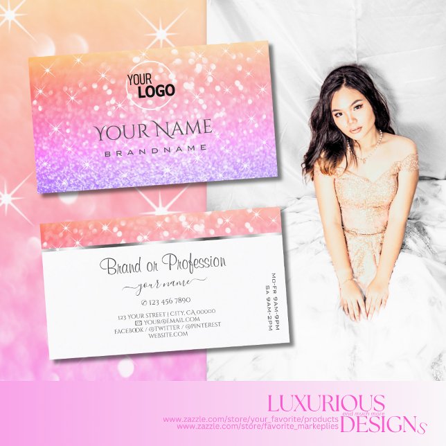 Tarjeta De Visita Purpurina de arcoiris pintoresco de Unicornio (Subido por el creador)