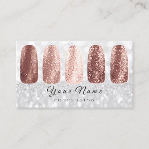 Tarjeta De Visita Purpurina de arte uñas Rosa gris plateado Skinny d