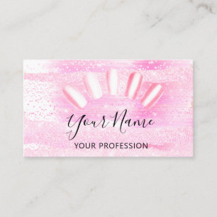 Tarjeta De Visita Purpurina de belleza profesional de la manicura de