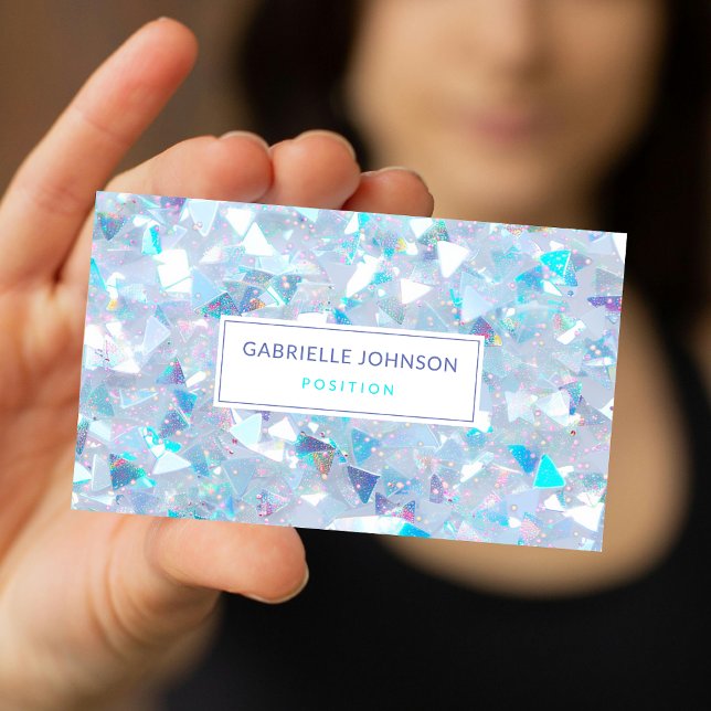 Tarjeta De Visita Purpurina de confetti azul irlandés moderno (Subido por el creador)
