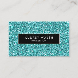 Tarjeta De Visita purpurina de cristal azul brillante y negro