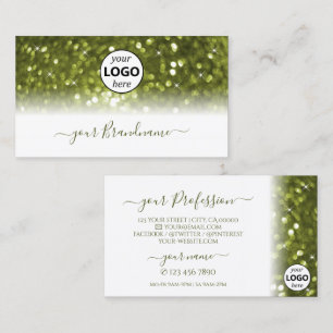 Tarjeta De Visita Purpurina de espuma brillante verde oliva moderna