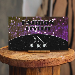 Tarjeta De Visita Purpurina de espuma púrpura negra