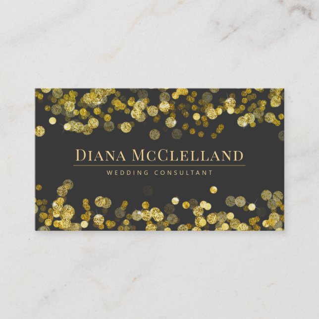 Tarjeta De Visita Purpurina de Faux Gold Confetti | Glitz moderno (Anverso)