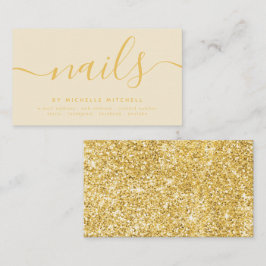 Tarjeta De Visita Purpurina de Faux Gold Nail Techniam Cream