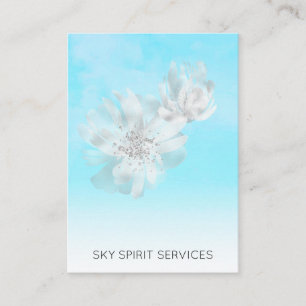 Tarjeta De Visita *~* Purpurina de flores QR azul cielo Shimmer 