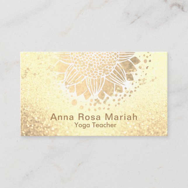 Tarjeta De Visita *~* Purpurina de flores solares Mandala Yoga espir (Anverso)