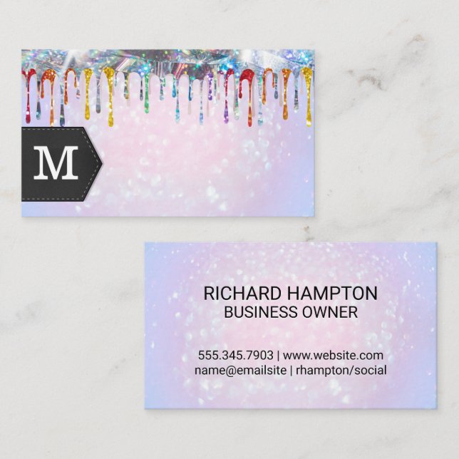 Tarjeta De Visita Purpurina de glamour de Bokeh rosa (Anverso / Reverso)