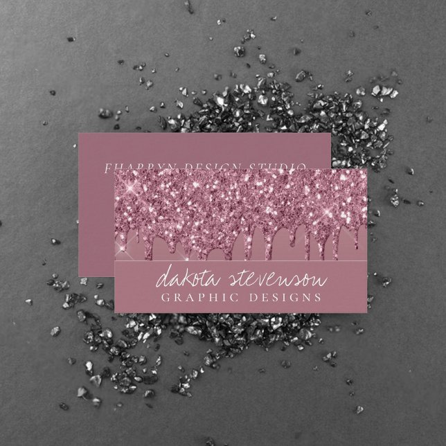 Tarjeta De Visita Purpurina de gota | Dusty Melaza Rosa Shimmer (Subido por el creador)