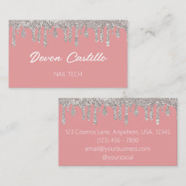 Tarjeta De Visita Purpurina de goteo de plata tecnología de Nail Gla