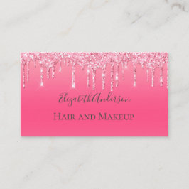 Tarjeta De Visita Purpurina de goteo rosa Girly Moda moderna