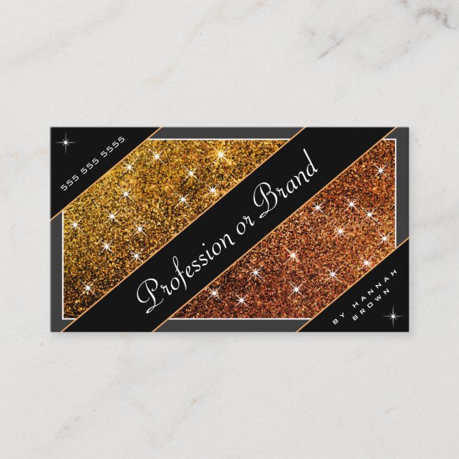 Tarjeta De Visita Purpurina de gradiente de Naranja dorado luminoso (Anverso)