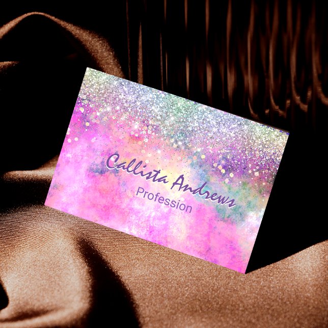 Tarjeta De Visita Purpurina de imitación plateada con iridescen (Subido por el creador)