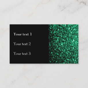 Tarjeta De Visita Purpurina de imitación verde esmeralda respira neg