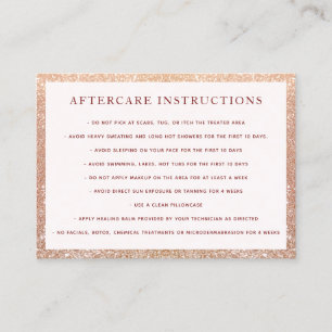 Tarjeta De Visita Purpurina de Instrucciones de Microblading Afterca