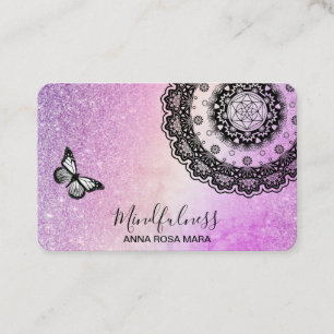 Tarjeta De Visita *~* Purpurina de la mariposa de meditación Reiki 