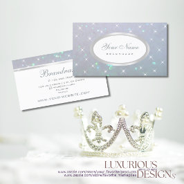 Tarjeta De Visita Purpurina de la Perla Luminosa Estrellas de chispa