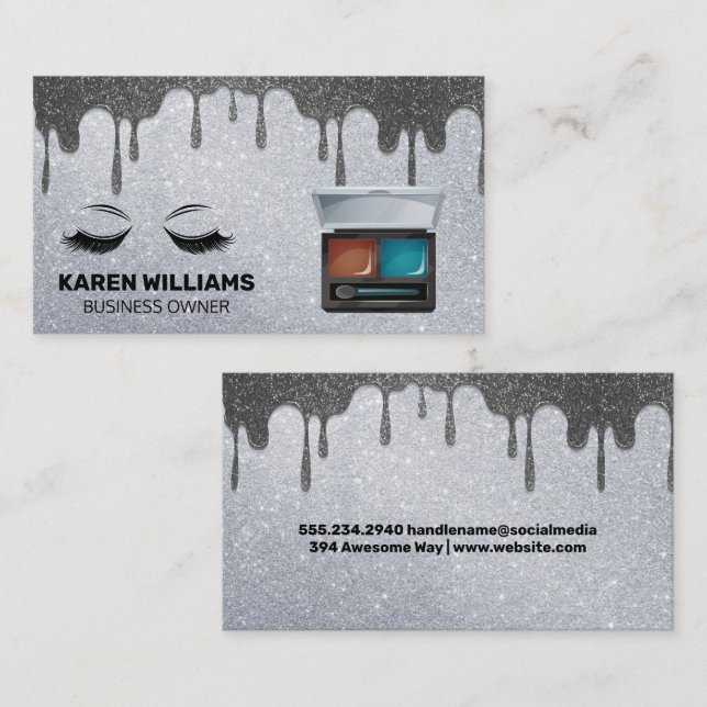 Tarjeta De Visita Purpurina de Lash ocular | Kit de maquillaje | Per (Anverso / Reverso)