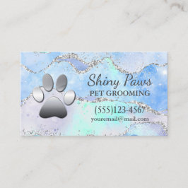 Tarjeta De Visita Purpurina de lujo Perro Paw Mascota Grooming