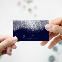 Tarjeta De Visita Purpurina de maquillaje de la Marina Azul Gris Pla