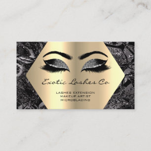 Tarjeta De Visita Purpurina de maquillaje de oro negro azotes redond