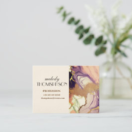 Tarjeta De Visita Purpurina de mármol de lujo Pink Purple Gold