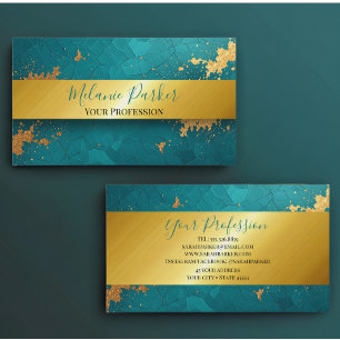 Tarjeta De Visita purpurina de mármol dorado turquesa de moda modern