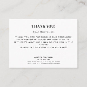 Tarjeta De Visita Purpurina de moda Bokeh Gracias por tu compra