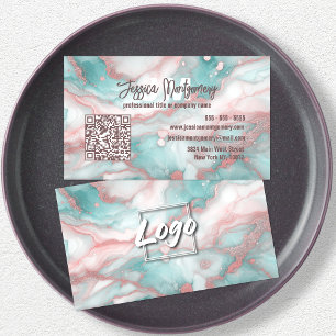 Tarjeta De Visita Purpurina de Moda de lujo vena mármol en colores p