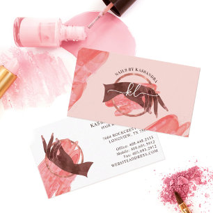 Tarjeta De Visita Purpurina de moda Glam Nail Art Manicure Salon Mon
