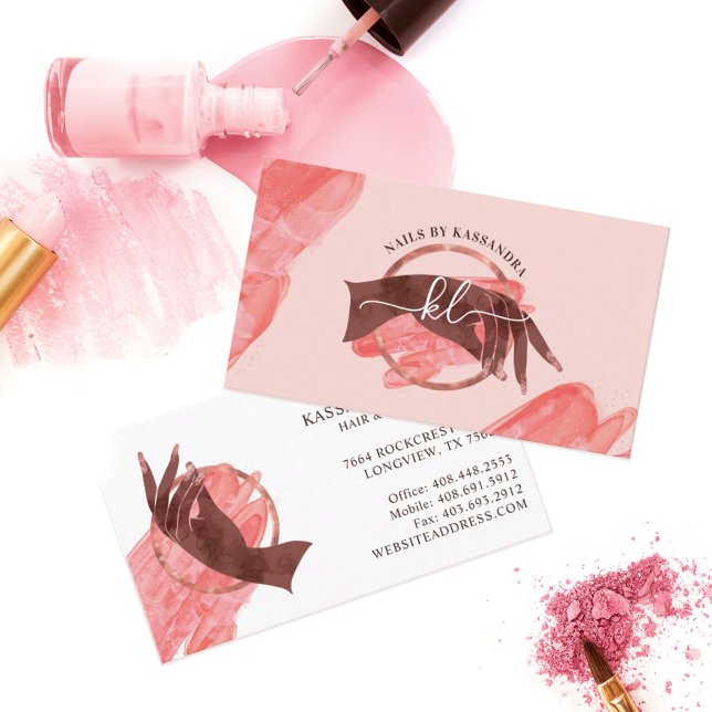 Tarjeta De Visita Purpurina de moda Glam Nail Art Manicure Salon Mon (Subido por el creador)