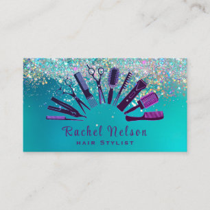 Tarjeta De Visita Purpurina de moda Sparkle Hair estilista Salon Too